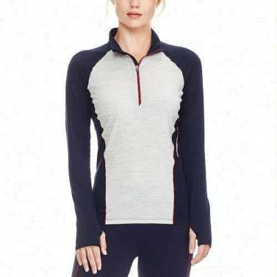 China Antibacterial Women Fashion Half Zip Tank Top Heather Performance Quick Dry Fitness Running Pullover Top Slim Fit Shirts With Thumb Notch for sale