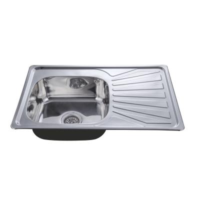 China Hot Selling Without Faucet Top Mount Rectangular Kitchen Sink Brushed Single Bowl Sink for sale