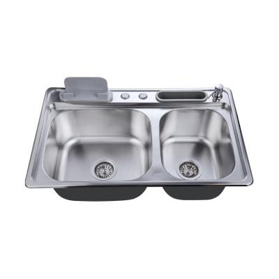 China With Faucet China Manufacture Double Bowl SS 202 Kitchen Stainless Steel Sink Kitchen Sink for sale