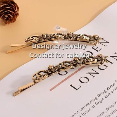 China Hair Decoration 2022 Luxury Hairpin Retro Classic Metal Geometric Letters G Designer Hairpin 1:1 Quality Famous Brand Hair Clips For Women for sale