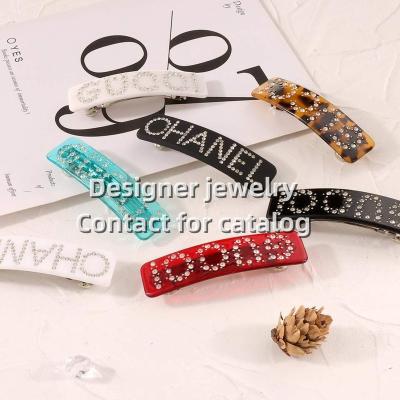 China Hair Decoration 2022 Small Fragrant Acrylic Point Rhinestone Luxury Shining Spring 1:1 Luxury Clip Hairpin Famous Brand Hair clips For Women for sale