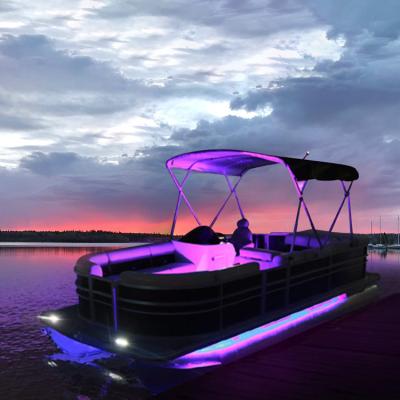 China Fishning Kinocean 2022 Luxury All Aluminum Welded Tritoon Party Fishing Pontoon Boat for sale