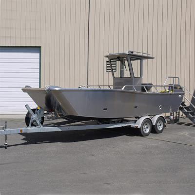 China Fishing and Hunting Kinocean 23ft All Welded Aluminum Barge Boat / Landingcraft For 6 Person With Center Console For Sale for sale