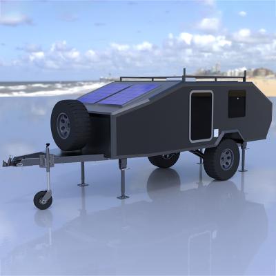 China Travel Trailer Ecocampor Teardrop Caravan Camper Trailer Small With Roof Tent Inner And Top Sleeping Room for sale