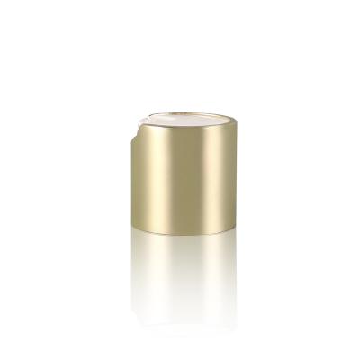 China Non Spill Cosmetic Capsules Aluminum Gold Disc Top Covers 24/410 for sale