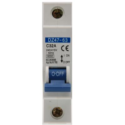 China MCB DZ47 -63 1P 32A MINIATURE BREAKER 4.5KA/6KA/10KA for sale