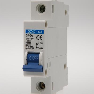 China MCB DZ47 -63 1P 40A MINIATURE BREAKER 4.5KA/6KA/10KA for sale