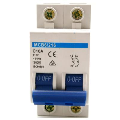 China DZ47 -63 2P 16A MINIATURE MCB 4.5KA/6KA/10KA CIRCUIT BREAKER for sale