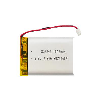 China Digital Electronics 3.7V 853343 Digital Polymer 1000mAh Lithium Battery for sale