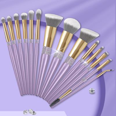 China Angular Blush 14pcs 15pcs Luminous High End Lavender Purple Handle Powder Blush Eyeshadow Makeup Set Brush for sale