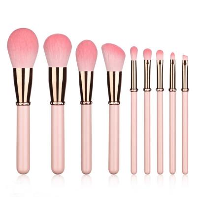 China Angular Blush Luxurious Christmas Pink Make Up Brush Gift Set For Women 9 Pcs for sale