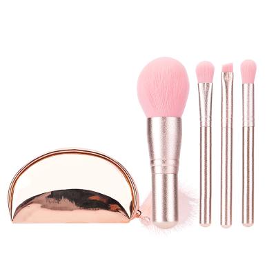 China Angular Blush Make Your Own Label 4pcs Makeup Brush Travel Set No Logo Makeup Brush Set Makeup Brush Gold for sale