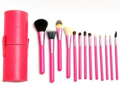 China Angular Blush OEM Makeup Brush Set with Professional Vegan PU Leather Case Cosmetic Brush Set for Makeup for sale