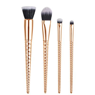 China 4 Pieces Portable Makeup Brush Set Gift Cute Makeup Brush Set 4 Pieces Full-Plated Color Portable Makeup Brush Set Gift Gold for sale