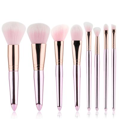 China Angular Blush Beauty Needs Makeup Brush Set 8 Piece Cosmetic Brush Set For Makeup Gold for sale