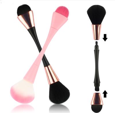 China Luxury Vegan Face Double Sided Brush Single Makeup 4 In 1 Double Ended Travel Makeup Blush Brush for sale