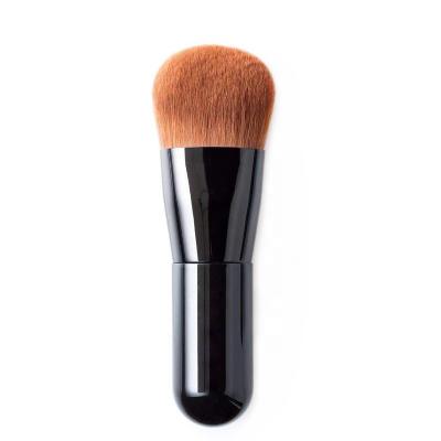 China Angular Blush Vegan Hair Makeup Single Powder Foundation Black Synthetic Round Brush for sale