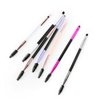 China Double Ended Angled Professional Eyelash Angled Double Side Brush Brush Eyebrow Brush for sale