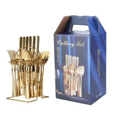 China Viable CLASSIC 24 PCS Stainless Steel Flatware Cutlery Set Party Gifts Wholesale Customized Tableware For Dinner for sale