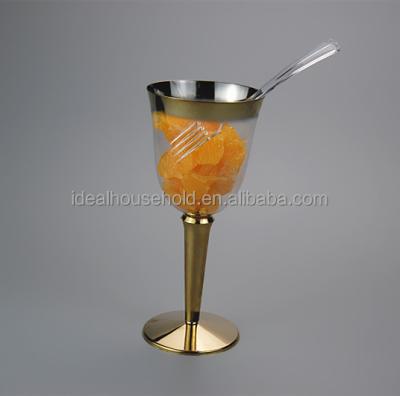 China 8OZ Gold Disposable Plastic Disposable Rim Wine Cup, Plastic Ice Cream Cup for sale