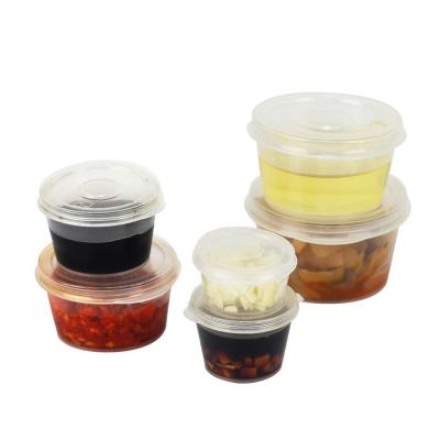 China NEW ARRIVAL Freshness Preservation 0.5/1/1/1.5/2/3/4 oz Plastic Condiment CUPS Deli Container Souffle Sauces Dip Cups WITH LIDS Mixing Cups for sale