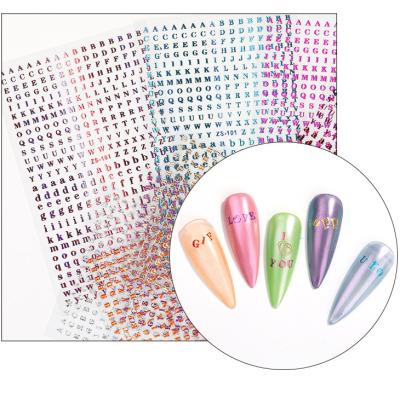 China Nail Art 2021 Hot Sale 3D Nail Sticker Decals Laser Multi-design DIY Alphabet Stickers Professional Nail Art Decoration for sale