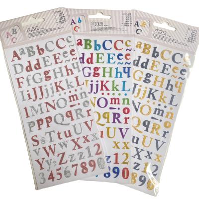 China Custom Crystal Glitter Glitter Large Silver Self-adhesive Sticker Paper Rhinestone Alphabet Vinyl Sticker Letters Stickers for sale