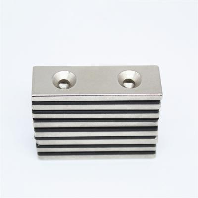 China High Quality Industrial Magnet Neodymium Block Permanent Magnet 30*10*5 With Countersunk Mounting Holes for sale