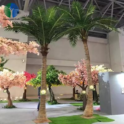 China Anti UV Waterproof Fiberglass Trunk Artificial Palm Trees Coconut Palm For Sale for sale