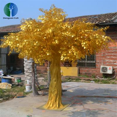 China Decorative Indoor/Outdoor Gold Leaf Decorative Artificial Wish Banyan Tree Large for sale