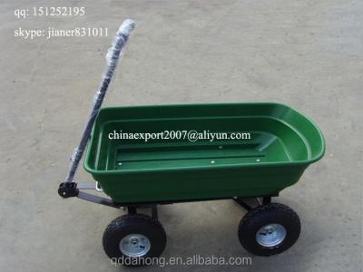 China Four Wheel Garden or Dump Yard Tool Cart TC2145 with Poly Tray for sale