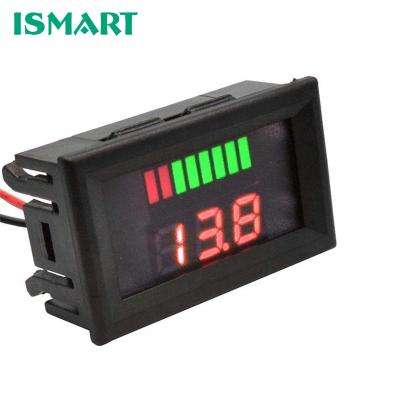 China ISMART Color 6v/12v/24v/36v/48v/60v DC Lithium Battery Display Capacity Tester LED Red Lead Acid Level Indicator car battery level led for sale