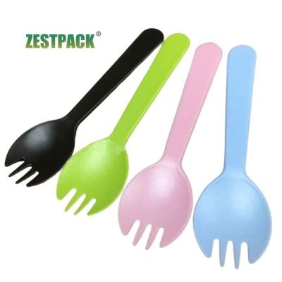 China Eco-friendly Foam Plastic Disposable Multi Color Dessert Spoon Sample Cake Cutlery Fork for sale