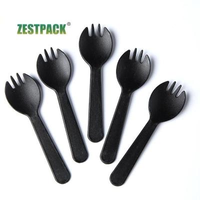 China Cake Fork Eco-friendly Disposable Plastic Spoon Thickened Foam Plastic Spoon Dessert Cake Colorful Fruit Fork for sale