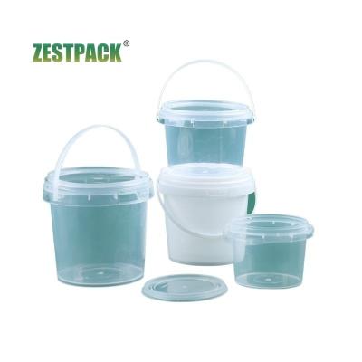 China Universal Portable Plastic Barrel 300ml-5000ml Food Grade PP Round Clear Plastic Pail With Handle And Lid for sale