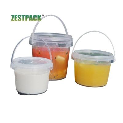 China Universal Customized 300ml-5000ml PP Bucket Food Grade PP Transparent Plastic Barrel With Handle And Lid Plastic Barrel for sale