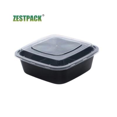 China 650ml Microwavable and Frozen Food Containers 20oz Disposable Square Food Takeaway Plastic Storage Container with Lid for sale