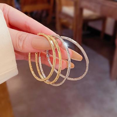 China Wholesale Trendy Simple Needle Earrings Large S925 Silver Geometric Circle Hoop Earrings for sale