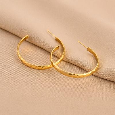 China TRENDY Simple 18k Gold Plated Stainless Steel C Shape Earrings Women Jewelry Titanium Steel Earrings for sale