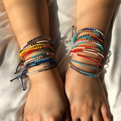 China Multilayer Colorful Handwoven Crystal Rice Bead Bracelet FASHIONABLE Bohemian European American Ethnic Style Bracelet For Women for sale