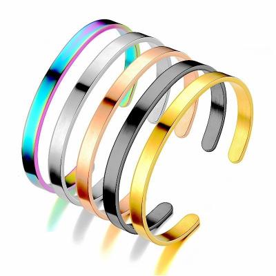 China FASHIONABLE Wholesale C Shape Cuff Stainless Steel Jewelry Fashion Factory Factory Open Bangle Bracelets for sale