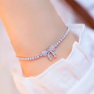 China Wholesale FASHIONABLE Zircon Bracelet Jewelry Crystal Bowknot Bracelet Woman Tennis for sale