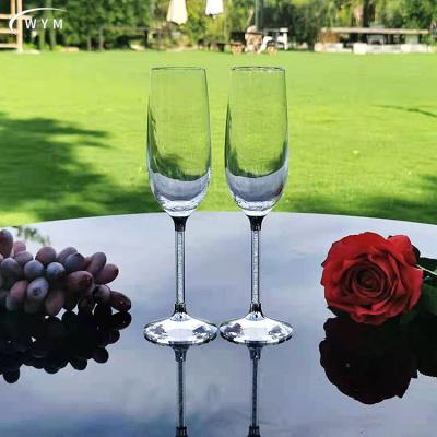 China Customizable wholesale latest design wine goblet modern diamond wedding champagne glass crystal glass for sale