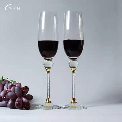 China Wholesale modern glass color wine gold wine glass maker latest design can be customized to make diamond champagne crystal glass for sale