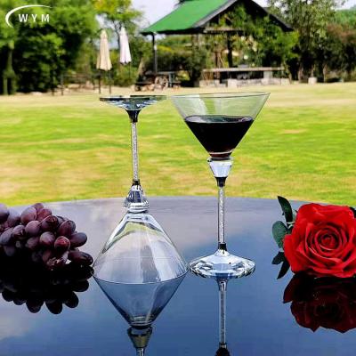 China Manufacturer latest design modern glass customizable wholesale goblet red wine diamond crystal cocktail glass for sale