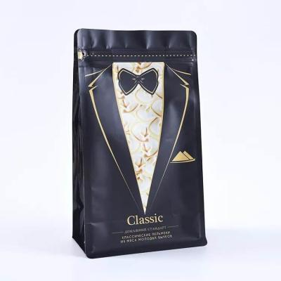 China Custom Printing Aluminum Foil Moisture Proof Packaging Bag Flat Bottom Square Printing Plastic Ziplock With Valve Coffee Bag for sale