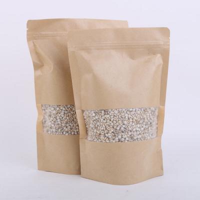 China Moisture Proof Kraft Paper Stand Up Zipper Pouch/Brown Kraft Paper Bags/Food Packaging Dry Bags for sale