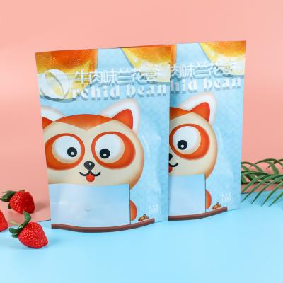 China Recyclable Plastic Orchid Nuts Bean Zipper Self Standing Dried Fruit Snack Bag Food Bag for sale