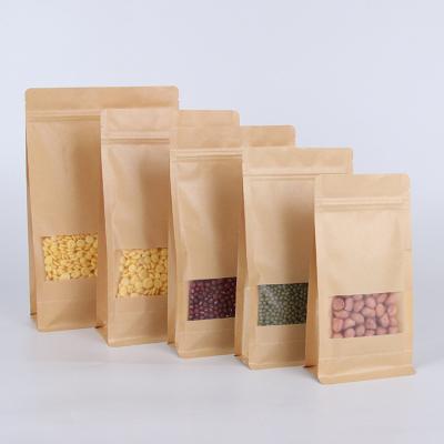 China Recyclable Food Packet Kraft Paper Bag For Nuts And Coffee With Logo Design for sale