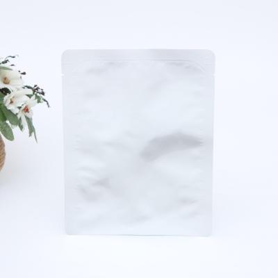 China Recyclable Plastic Seal Compound Three Side Vacuum White Matte Aluminum Foil Bag Food Packaging Snack Bag Ziplock Custom for sale